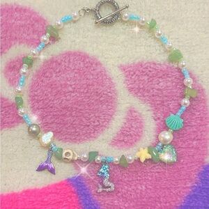 “Mermaid Shore” Charm Beaded Choker Necklace Handmade